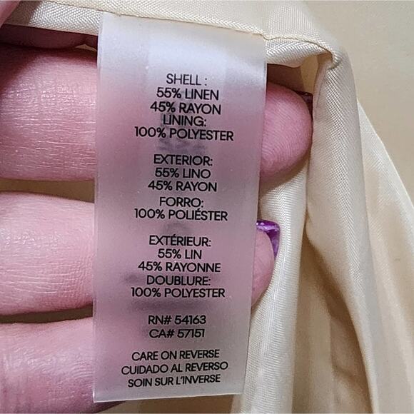 Calvin Klein Linen Blend Open Front Blazer Jacket Minimalist Chic Career Neutral - Picture 7 of 7